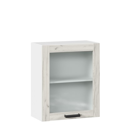 Кухонный шкаф 600 со стеклом Винченца ЛД 234.350.000.031, Белый/Дуб Крафт белый в Петрозаводске - изображение