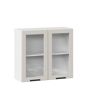 Навесной кухонный шкаф 800 со стеклом Джамис ЛД 296.360.000.107, Белый/Кашмир в Петрозаводске