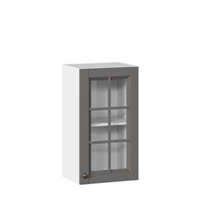 Шкаф на кухню Амели-3 400 со стеклом ЛД 299.320.000.024, Белый/Оникс серый в Петрозаводске - предосмотр