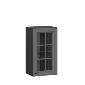 Кухонный шкаф Амели-3 400 со стеклом ЛД 299.320.000.026, Черный/Оникс серый в Петрозаводске