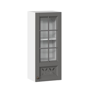 Шкаф кухонный Амели-3 400 высокий со стеклом ЛД 299.420.000.040, Белый/Оникс серый в Петрозаводске