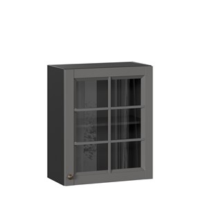 Навесной шкаф Амели-3 600 со стеклом ЛД 299.350.000.032, Черный/Оникс серый в Петрозаводске
