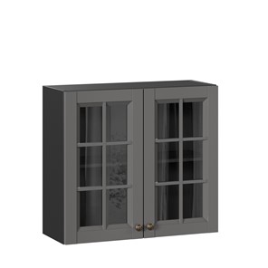 Кухонный шкаф Амели-3 800 со стеклом ЛД 299.360.000.036, Черный/Оникс серый в Петрозаводске