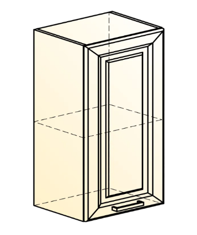 Навесной кухонный шкаф Атланта L400 Н720 (1 дв. гл.) эмаль (белый/сливки патина платина) в Петрозаводске - изображение 1