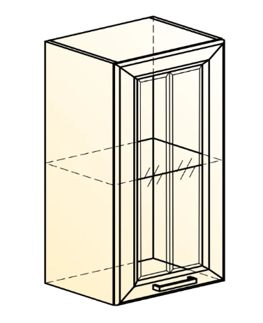 Кухонный шкаф Атланта L400 Н720 (1 дв. рам.) эмаль (белый/сливки патина платина) в Петрозаводске - изображение 1