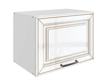 Кухонный шкаф Атланта L500 Н360 (1 дв. гл.) эмаль (белый/белый глянец патина золото) в Петрозаводске - предосмотр