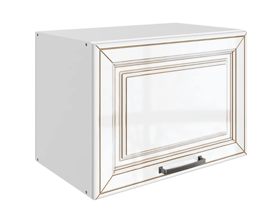 Кухонный шкаф Атланта L500 Н360 (1 дв. гл.) эмаль (белый/белый глянец патина золото) в Петрозаводске - изображение