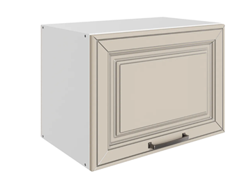 Навесной кухонный шкаф Атланта L500 Н360 (1 дв. гл.) эмаль (белый/сливки патина платина) в Петрозаводске