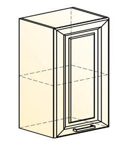 Шкаф настенный Атланта L500 Н720 (1 дв. гл.) эмаль (белый/белый глянец патина золото) в Петрозаводске - предосмотр 1