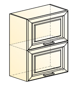 Кухонный шкаф Атланта L500 Н720 (2 дв. гл. гориз.) эмаль (белый/белый глянец патина золото) в Петрозаводске - предосмотр 1
