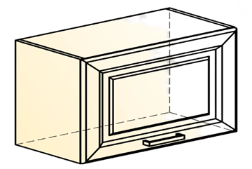 Навесной кухонный шкаф Атланта L600 Н360 (1 дв. гл.) эмаль (белый/белый глянец патина золото) в Петрозаводске - предосмотр 1