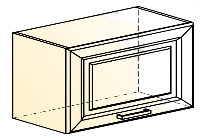 Навесной кухонный шкаф Атланта L600 Н360 (1 дв. гл.) эмаль (белый/белый глянец патина золото) в Петрозаводске - изображение 1