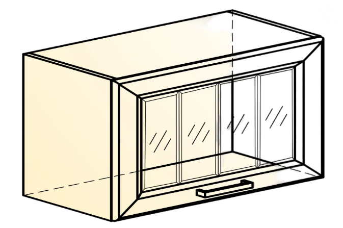 Кухонный навесной шкаф Атланта L600 Н360 (1 дв. рам.) эмаль (белый/белый глянец патина золото) в Петрозаводске - изображение 1