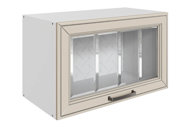 Кухонный шкаф Атланта L600 Н360 (1 дв. рам.) эмаль (белый/сливки патина платина) в Петрозаводске