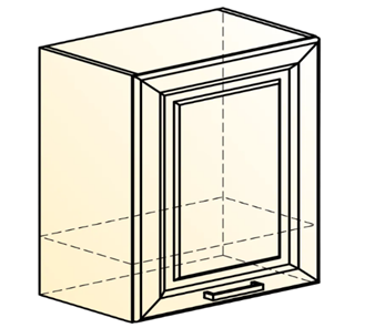 Кухонный шкаф Атланта L600 Н566 (1 дв. гл.) эмаль (белый/белый глянец патина золото) в Петрозаводске - предосмотр 1