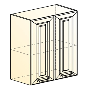 Кухонный шкаф Атланта L600 Н720 (2 дв. гл.) эмаль (белый/белый глянец патина золото) в Петрозаводске - предосмотр 1