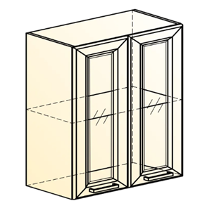 Настенный шкаф Атланта L600 Н720 (2 дв. рам.) эмаль (белый/белый глянец патина золото) в Петрозаводске - предосмотр 1