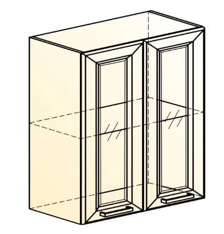 Настенный шкаф Атланта L600 Н720 (2 дв. рам.) эмаль (белый/белый глянец патина золото) в Петрозаводске - изображение 1
