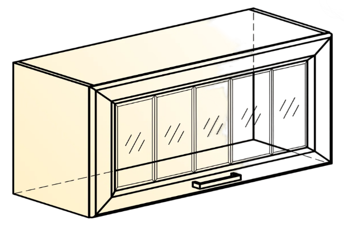Навесной шкаф Атланта L800 Н360 (1 дв. рам.) эмаль (белый/белый глянец патина золото) в Петрозаводске - изображение 1