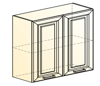 Шкаф кухонный Атланта L800 Н720 (2 дв. гл.) эмаль (белый/белый глянец патина золото) в Петрозаводске - предосмотр 1