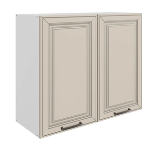 Кухонный шкаф Атланта L800 Н720 (2 дв. гл.) эмаль (белый/сливки патина платина) в Петрозаводске - предосмотр