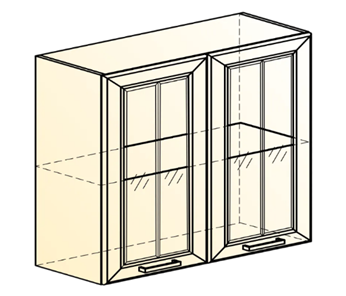 Шкаф на кухню Атланта L800 Н720 (2 дв. рам.) эмаль (белый/белый глянец патина золото) в Петрозаводске - предосмотр 1