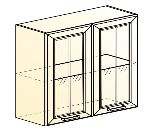 Шкаф на кухню Атланта L800 Н720 (2 дв. рам.) эмаль (белый/белый глянец патина золото) в Петрозаводске - изображение 1