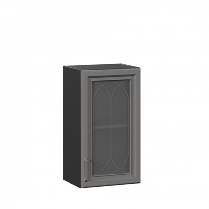 Кухонный шкаф Джелатто 400 со стеклом ЛД 241.320.000.144, Черный/Оникс серый в Петрозаводске - изображение