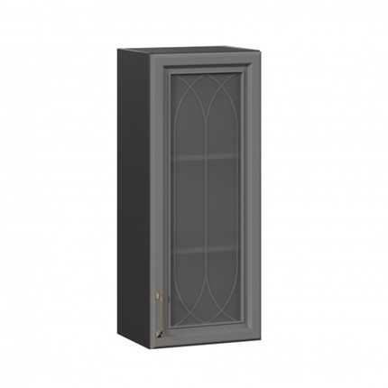 Кухонный шкаф Джелатто 400 высокий со стеклом ЛД 241.420.000.152, Черный/Оникс серый в Петрозаводске - изображение