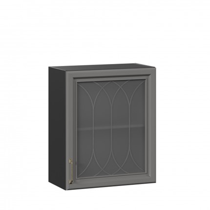 Кухонный шкаф Джелатто 600 со стеклом ЛД 241.350.000.147, Черный/Оникс серый в Петрозаводске - изображение