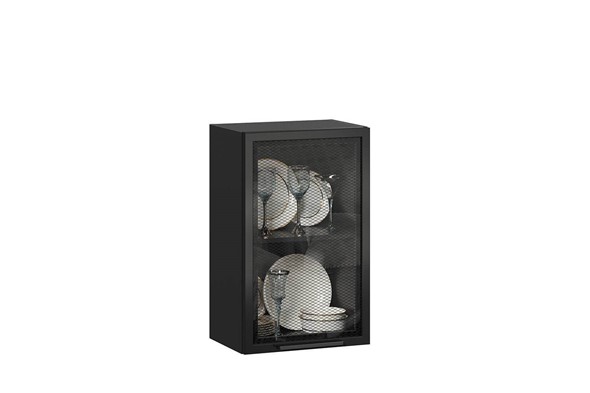 Навесной шкаф Герда 450 стекло 279.330.000.092 (Чёрный/Чёрный) в Петрозаводске - изображение
