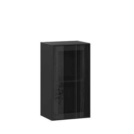 Шкаф кухонный со стеклом 400 Индиго ЛД 298.320.000.144, Чёрный/Чёрный в Петрозаводске - изображение