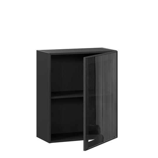 Шкаф кухонный со стеклом 600 Индиго ЛД 298.350.000.063, Чёрный/Чёрный в Петрозаводске - изображение 1