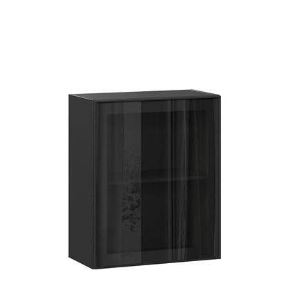Шкаф кухонный со стеклом 600 Индиго ЛД 298.350.000.063, Чёрный/Чёрный в Петрозаводске - изображение