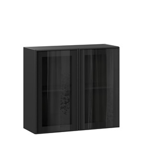 Настенный шкаф со стеклом 800 Индиго ЛД 298.360.000.149, Чёрный/Чёрный в Петрозаводске