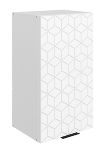 Кухонный навесной шкаф Стоун L400 Н720 (1 дв. гл.) с фрезировкой (белый/джелато софттач) в Петрозаводске - предосмотр