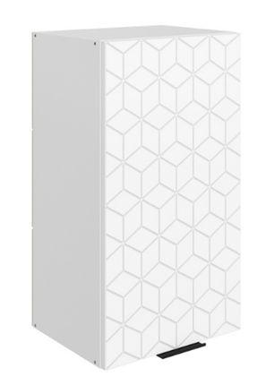 Кухонный навесной шкаф Стоун L400 Н720 (1 дв. гл.) с фрезировкой (белый/джелато софттач) в Петрозаводске - изображение