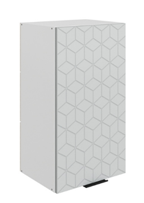 Настенный шкаф Стоун L400 Н720 (1 дв. гл.) с фрезировкой (белый/лайт грей софттач) в Петрозаводске - предосмотр