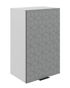 Шкаф на кухню Стоун L450 Н720 (1 дв. гл.) с фрезировкой (белый/оникс софттач) в Петрозаводске - предосмотр