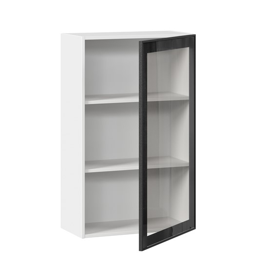 Навесной шкаф высокий со стеклом 600 Индиго ЛД 298.450.000.169, Белый/Чёрный в Петрозаводске - изображение 1