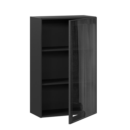 Кухонный шкаф высокий со стеклом 600 Индиго ЛД 298.450.000.170, Чёрный/Чёрный в Петрозаводске - изображение 1