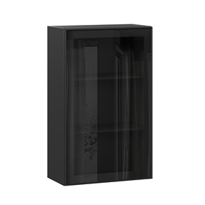 Кухонный шкаф высокий со стеклом 600 Индиго ЛД 298.450.000.170, Чёрный/Чёрный в Петрозаводске - предосмотр