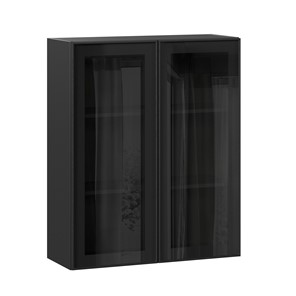 Шкаф на кухню высокий со стеклом 800 Индиго ЛД 298.460.000.156, Чёрный/Чёрный в Петрозаводске