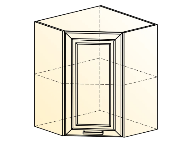Угловой настенный шкаф Атланта L600х600 Н720 (1 дв. гл.) эмаль (белый/белый глянец патина золото) в Петрозаводске - изображение 1