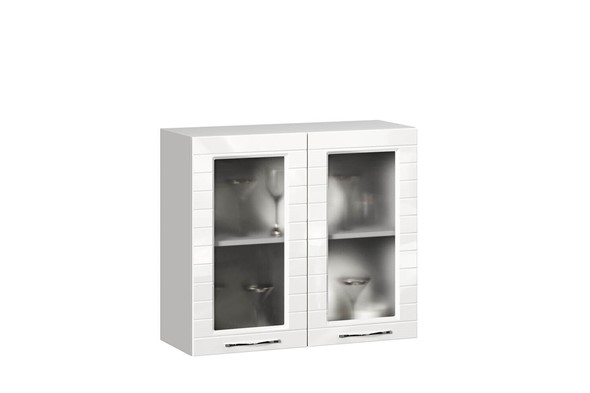 Шкаф кухонный Анастасия 800 стекло 006.561.000 белый глянец в Петрозаводске - изображение