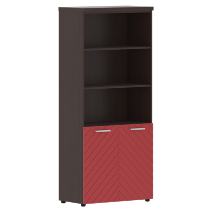 Офисный шкаф TORR LUX TLHC 85.5 854х452х1958 с 1 комплектом глухих малых дверей и топом Венге Магия/ Красный в Петрозаводске - изображение