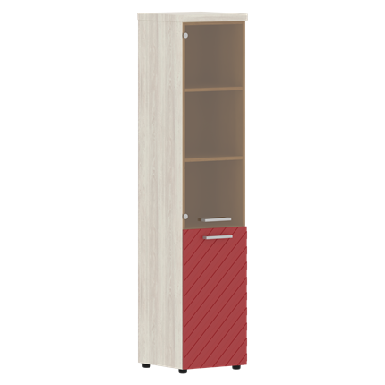 Шкаф TORR LUX TLHC 42.2 L колонка комбинированная с топом 435х452х1958 Сосна Эдмонт/ Красный в Петрозаводске - изображение