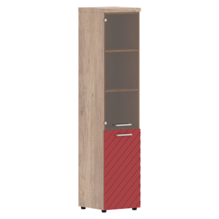 Шкаф-стеллаж TORR LUX TLHC 42.2 R колонка комбинированная с топом 435х452х1958 Дуб Каньон/ Красный в Петрозаводске - изображение