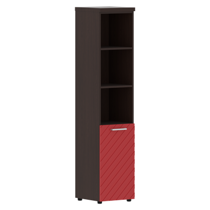 Шкаф TORR LUX TLHC 42.5 L колонка с глухой малой дверью и топом 435х452х1958 Венге/ Красный в Петрозаводске - изображение