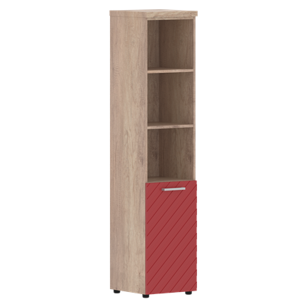 Шкаф TORR LUX TLHC 42.5 R колонка с глухой малой дверью и топом 435х452х1958 Дуб Каньон/ Красный в Петрозаводске - изображение